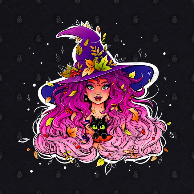 Cute Halloween Autumn Witch by machmigo